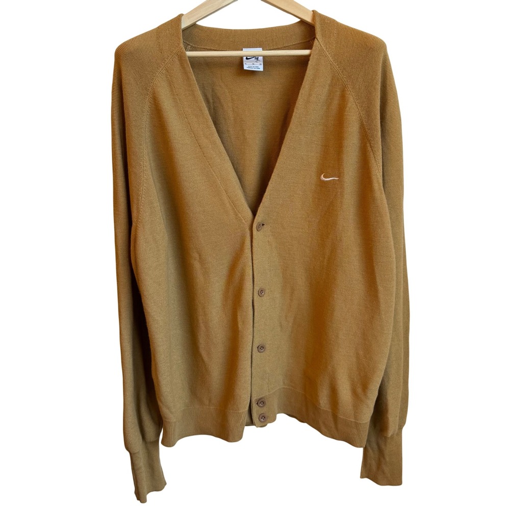 Nike SB Cardigan Men XL Gold Yellow Wool Blend Skate Sweater